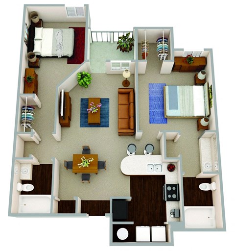 a 3d drawing of a floor plan of the Hudson